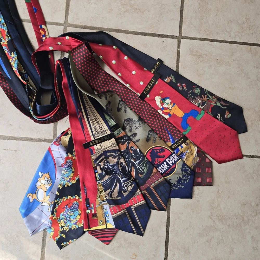 Lot Of 9 Character Satin Ties